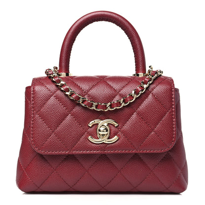 Chanel Caviar Quilted Coco Handle Clutch With Chain Burgundy 1 of 10