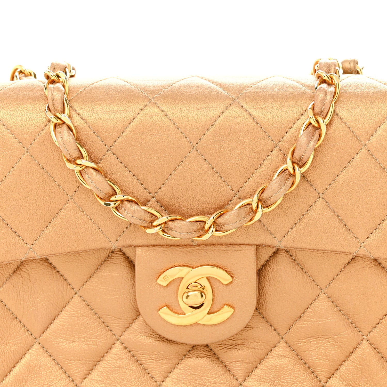 Chanel Metallic Lambskin Quilted Mini Square Flap Bronze 1826537
