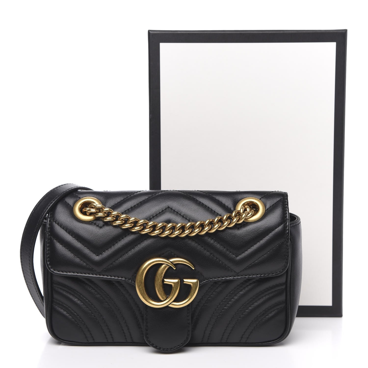 Gucci Calfskin Matelasse Mini GG Marmont Shoulder Bag Black 13 of 13