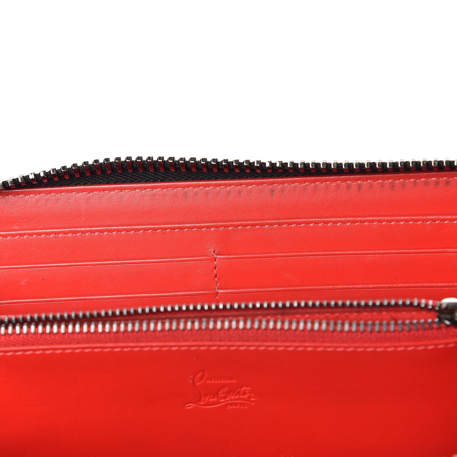Christian Louboutin Calfskin Panettone Spiked Zip Around Wallet Caramel 7 of 9