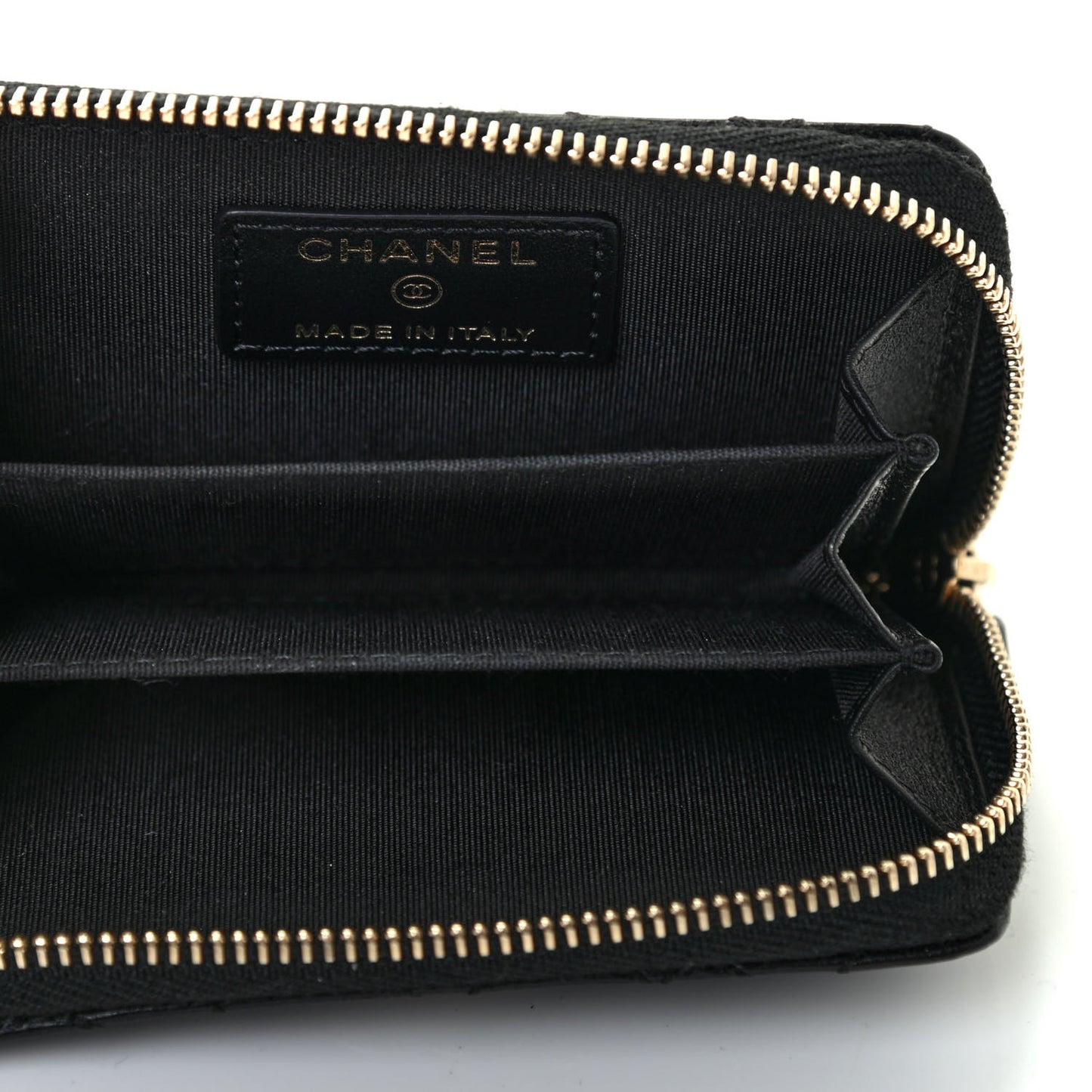 Lambskin Camellia Embossed Zip Coin Purse Black