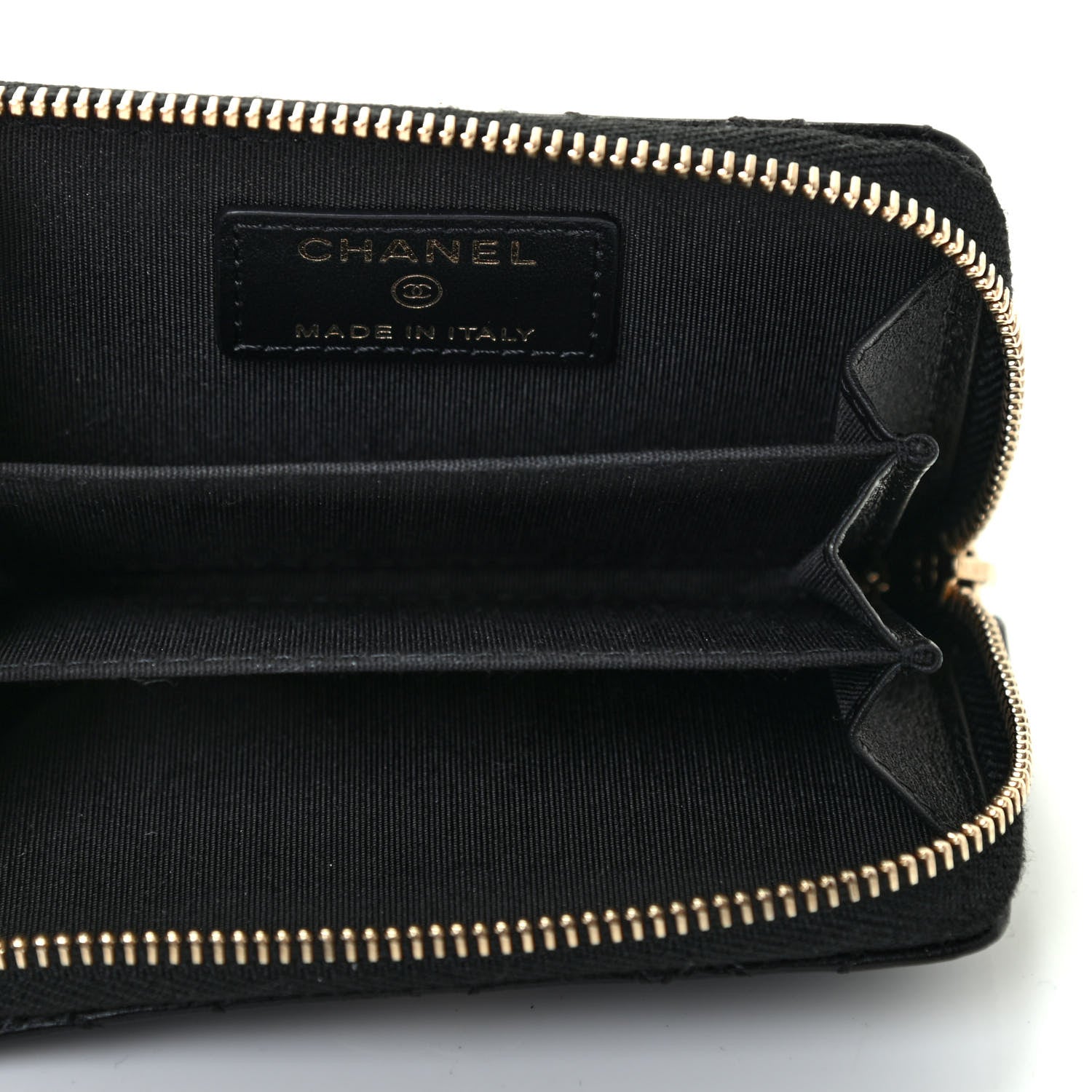 Chanel Lambskin Camellia Embossed Zip Coin Purse Black 5 of 7