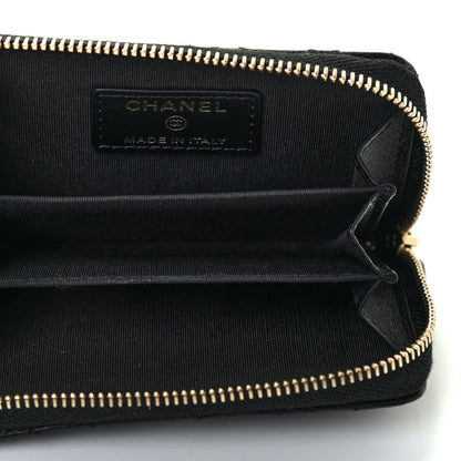 Chanel Lambskin Camellia Embossed Zip Coin Purse Black 5 of 7