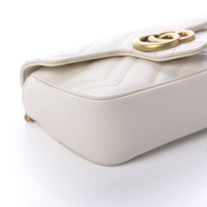 Gucci Calfskin Matelasse Super Mini GG Marmont Shoulder Bag White 6 of 11