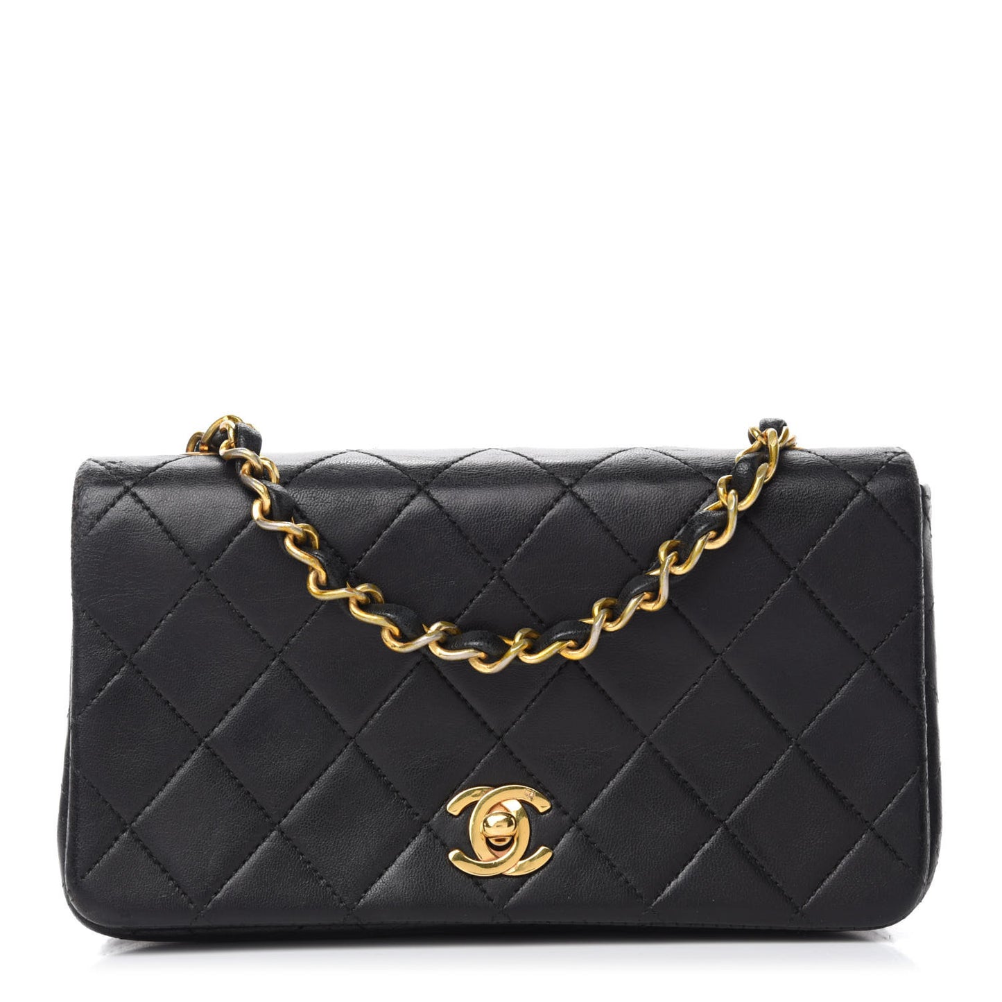 Lambskin Quilted Small Single Flap Black