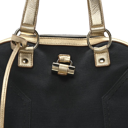 Saint Laurent Metallic Calfskin Canvas Large Muse Black Gold 10 of 12