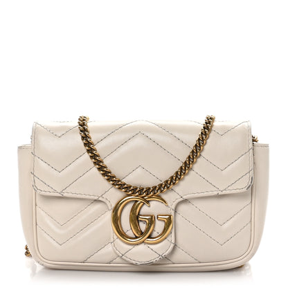 Gucci Calfskin Matelasse Super Mini GG Marmont Shoulder Bag White 1 of 12