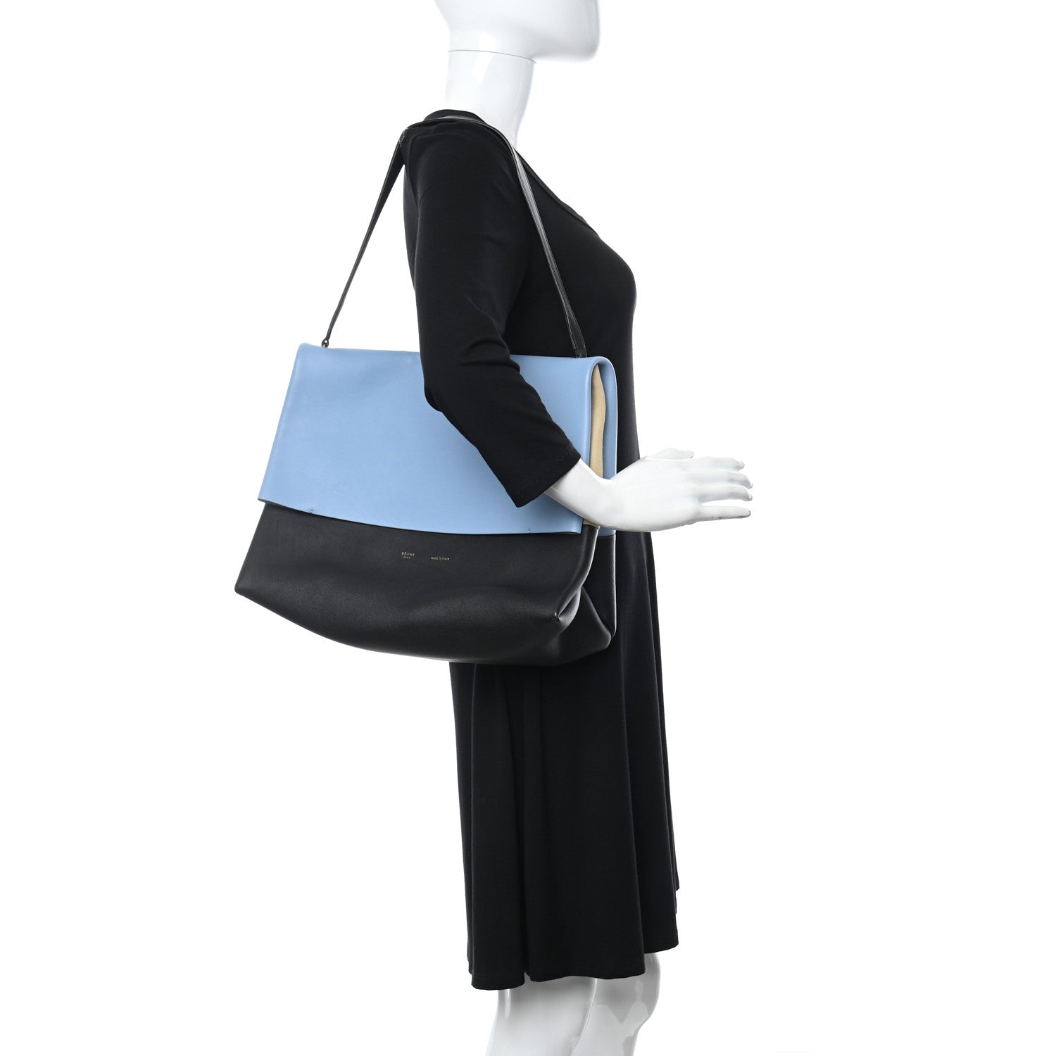 Celine Calfskin Suede All Soft Shoulder Bag Blue Lavender 2 of 12