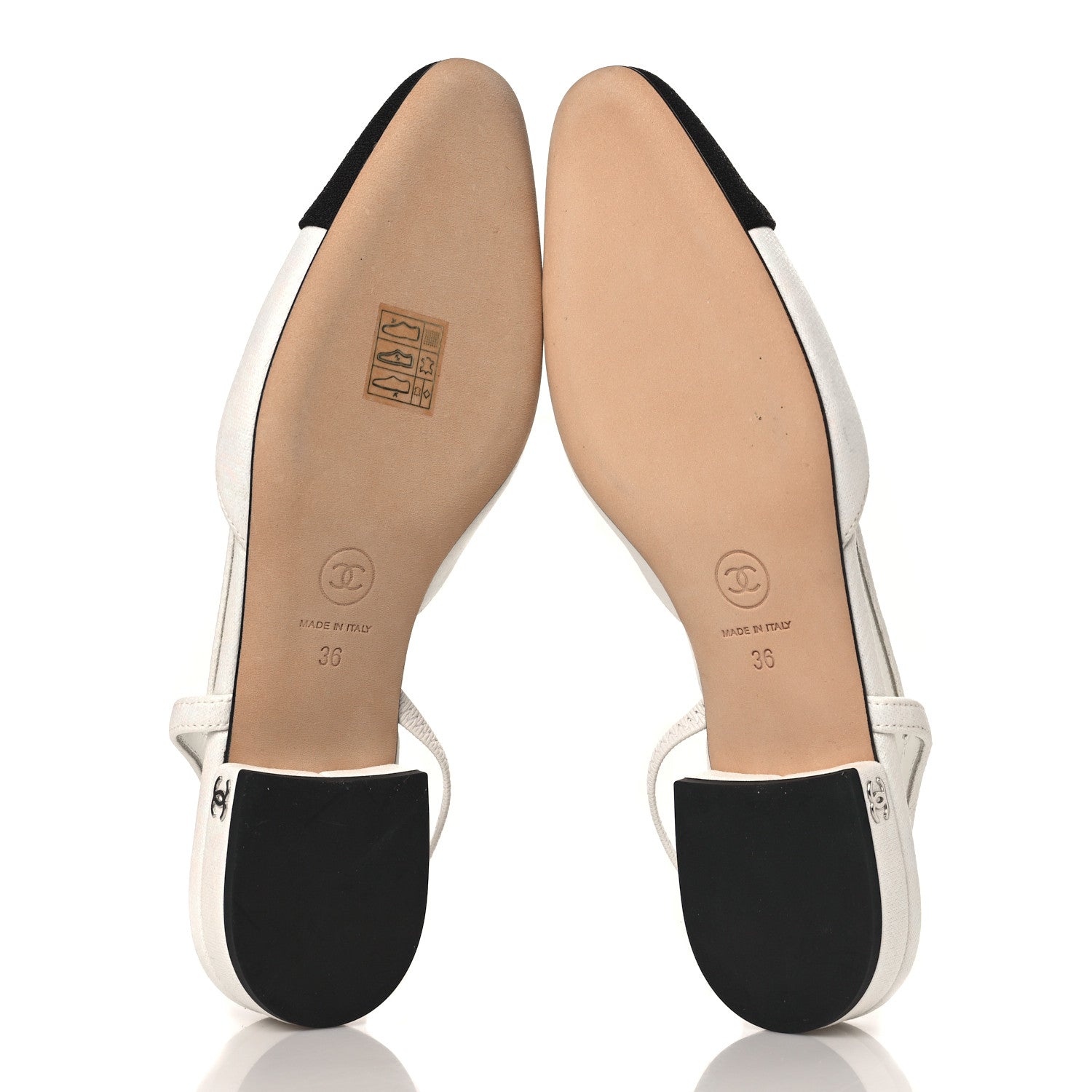 Chanel Iridescent Tweed Cap Toe CC Slingback Flats 36 White Black