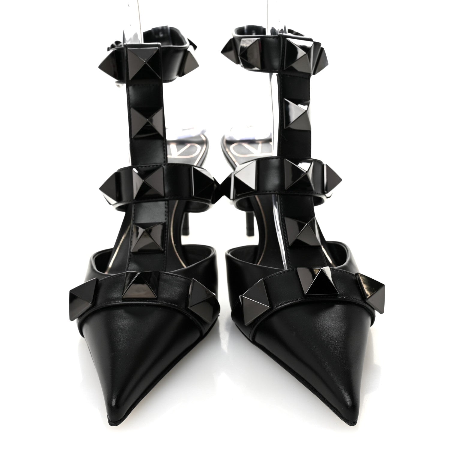 Valentino Garavani Calfskin Monochrome Roman Stud Ankle Strap 80mm Pumps 36 Black 2 of 9