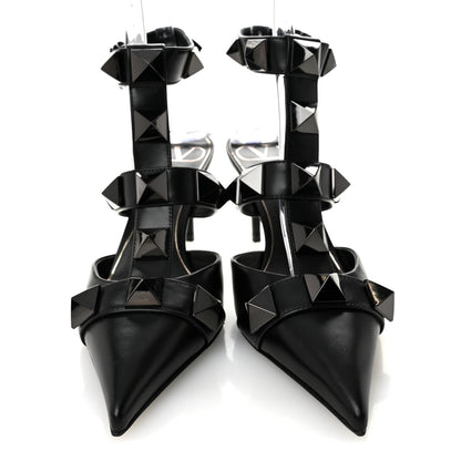 Valentino Garavani Calfskin Monochrome Roman Stud Ankle Strap 80mm Pumps 36 Black 2 of 9
