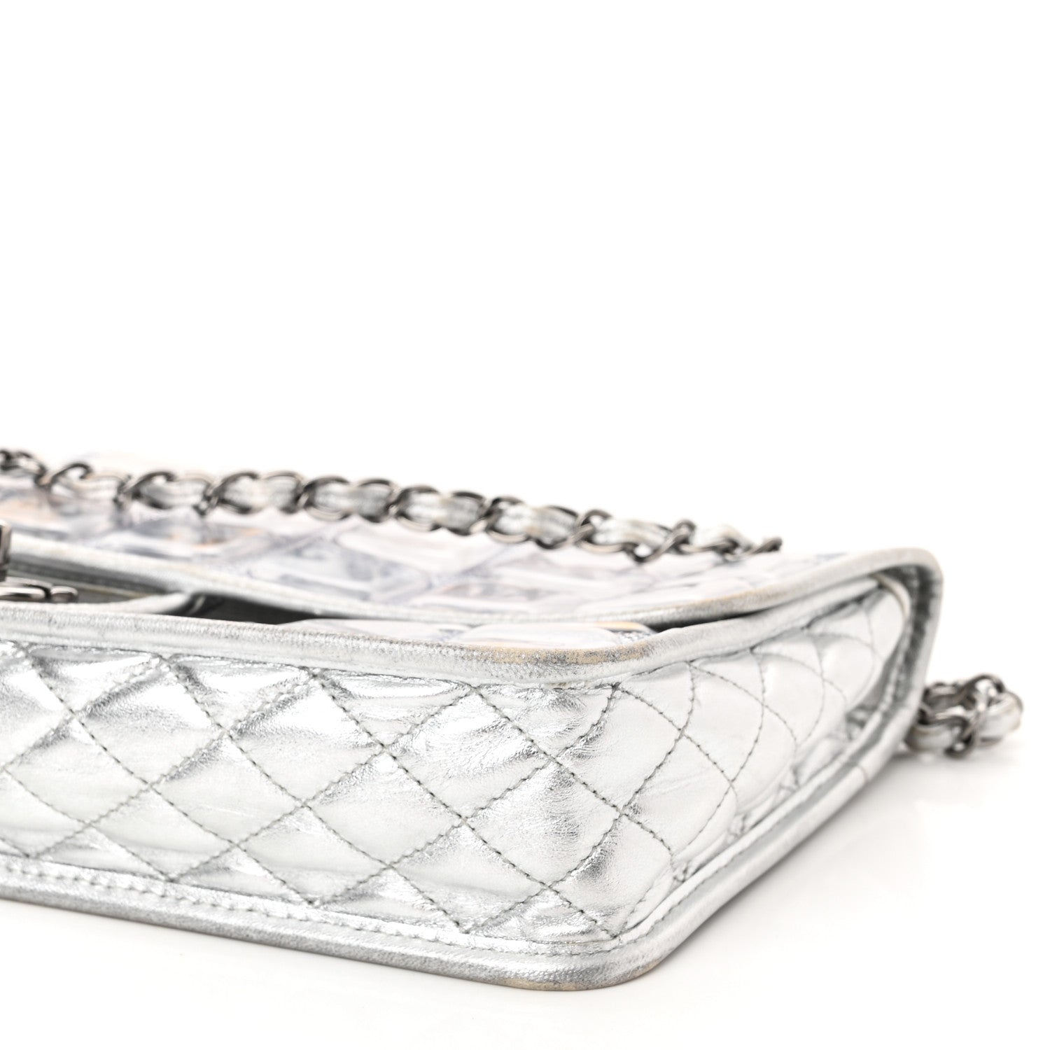 Chanel Vinyl Large Ice Cube Flap Silver 10 of 12