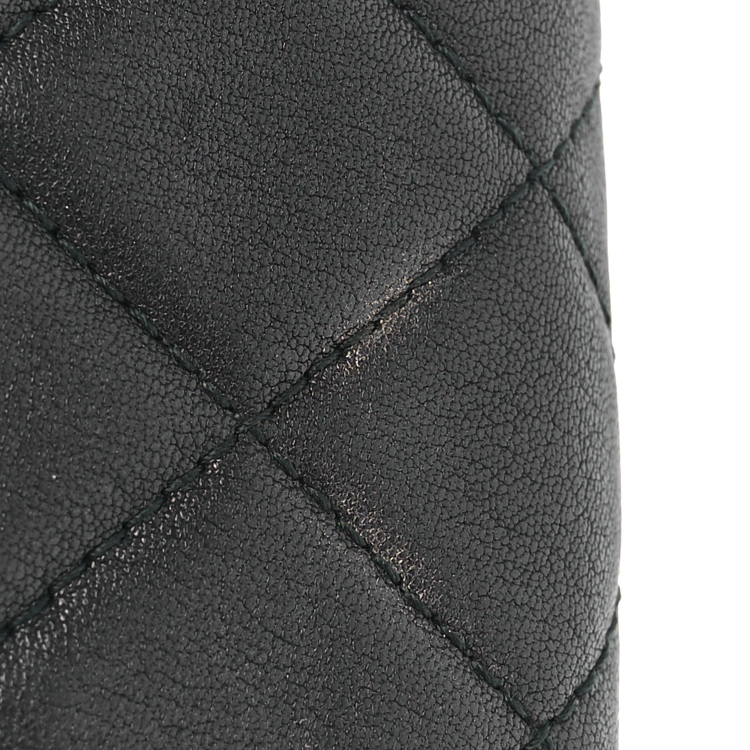 Chanel Grained Calfskin Quilted CC Box Pouch Black 10 of 11