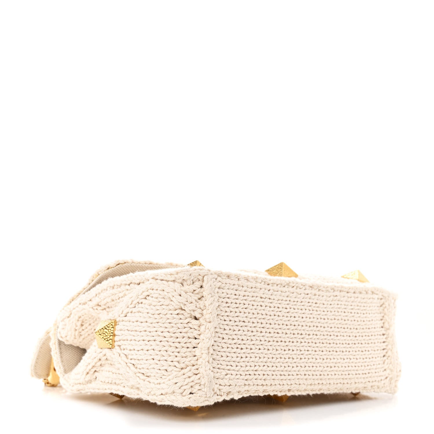 Valentino Garavani Knit Medium Roman Stud Shoulder Bag Ecru 4 of 9