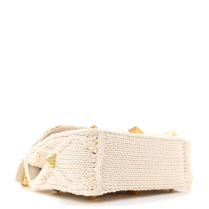 Valentino Garavani Knit Medium Roman Stud Shoulder Bag Ecru 4 of 9