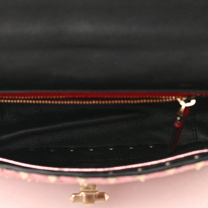 Valentino Garavani Metallic Wrinkled Lambskin Medium Rockstud Spike Shoulder Bag Lipstick 5 of 10