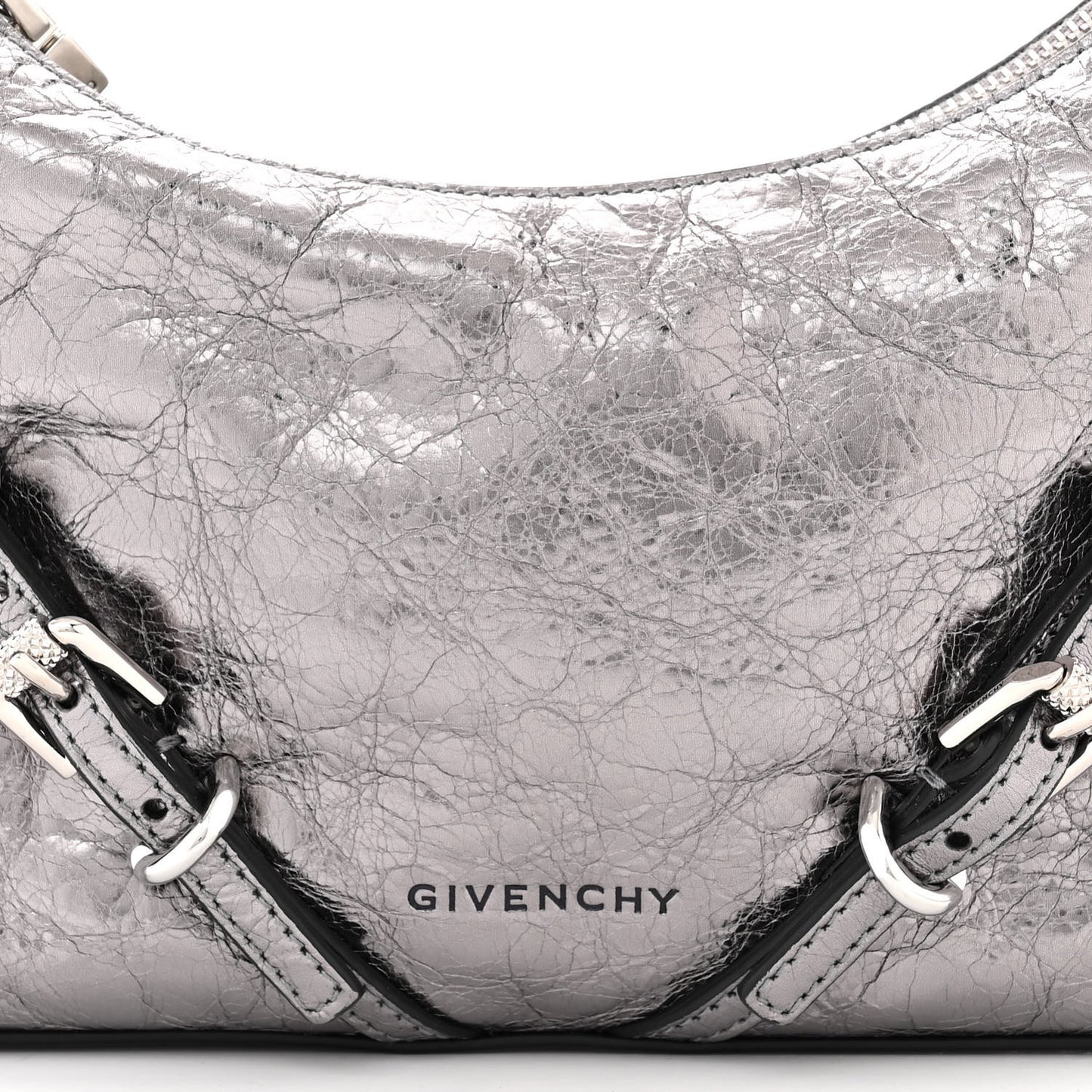Metallic Calfskin Mini Voyou Bag Silver