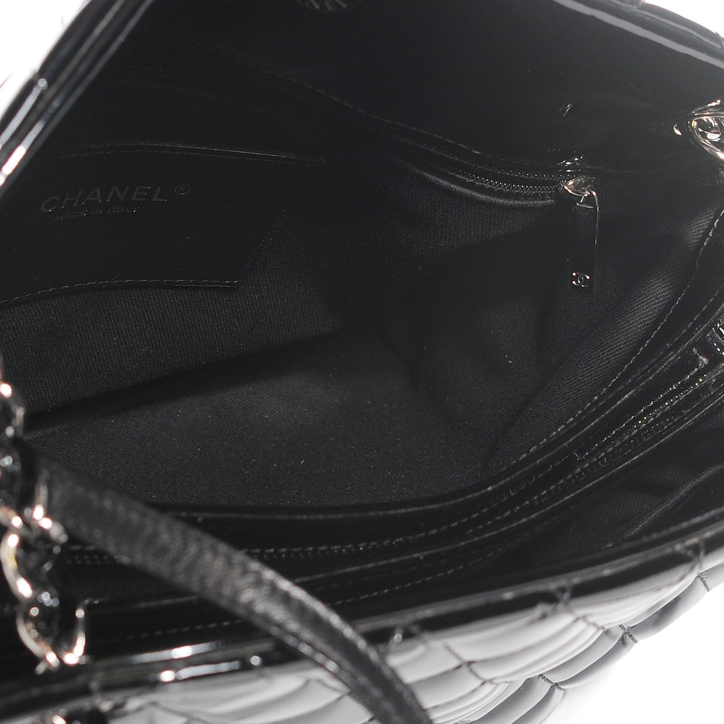 Patent Quilted Large Just Mademoiselle Bowling Bag Black