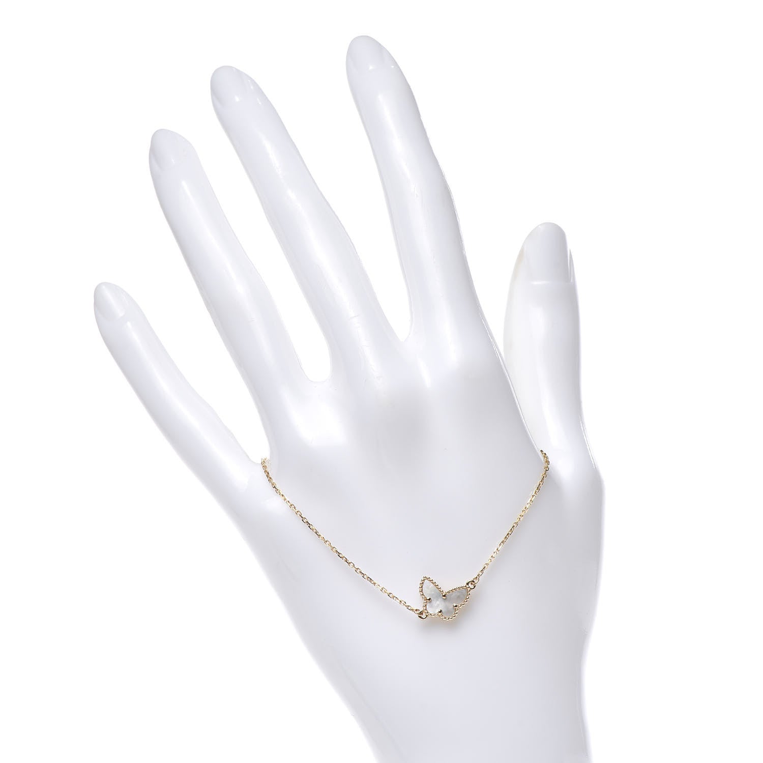 Van Cleef & Arpels 18K Yellow Gold Mother of Pearl Sweet Alhambra Butterfly Bracelet 2 of 8