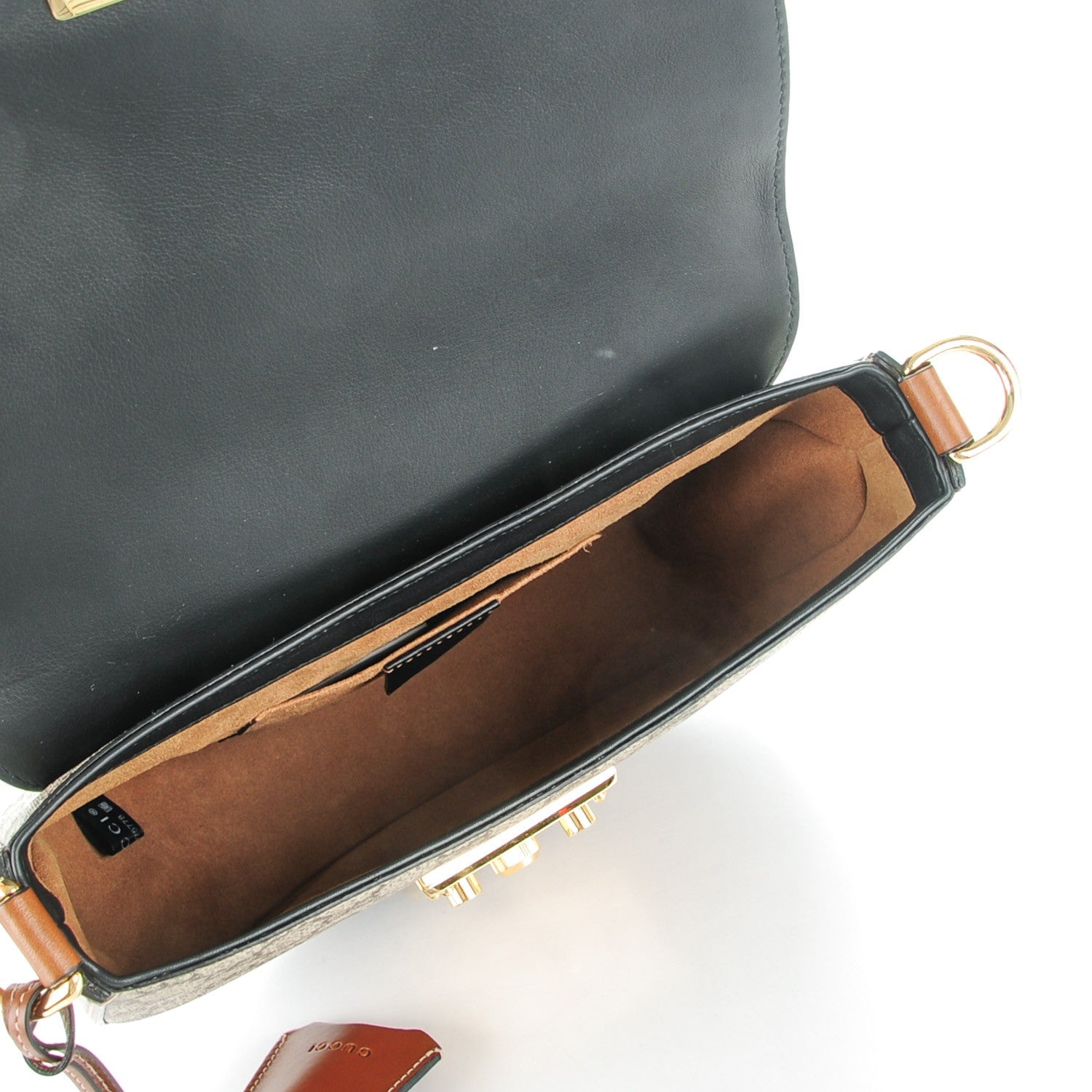 Gucci GG Supreme Monogram Web Medium Padlock Messenger Shoulder Bag Black 5 of 7