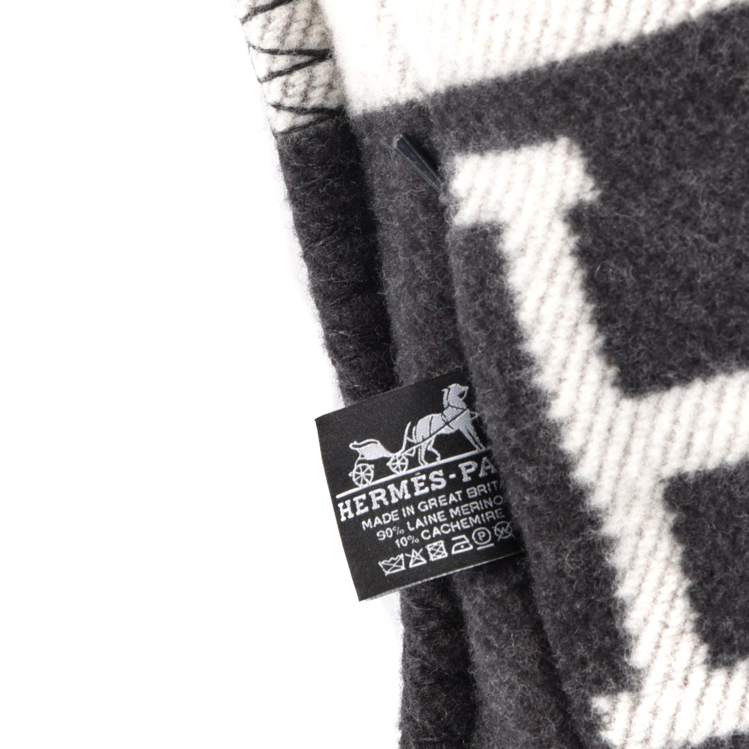 Hermes Wool Cashmere Avalon Pillow PM Ecru Gris Fonce 3 of 3
