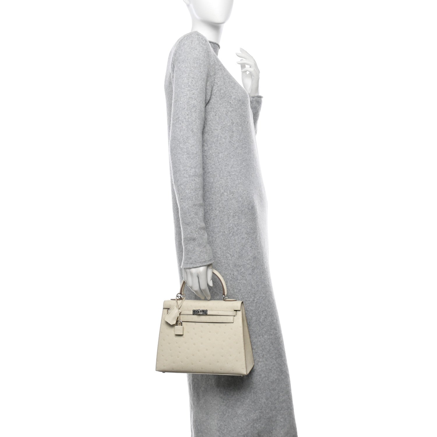Hermes Ostrich Kelly Sellier 25 Beton 3 of 21