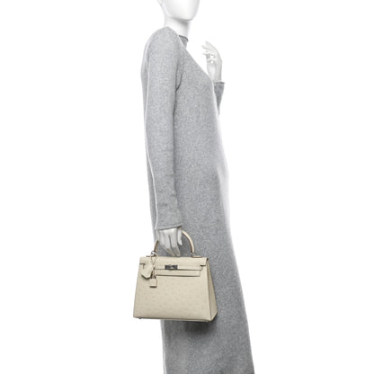 Hermes Ostrich Kelly Sellier 25 Beton 3 of 21