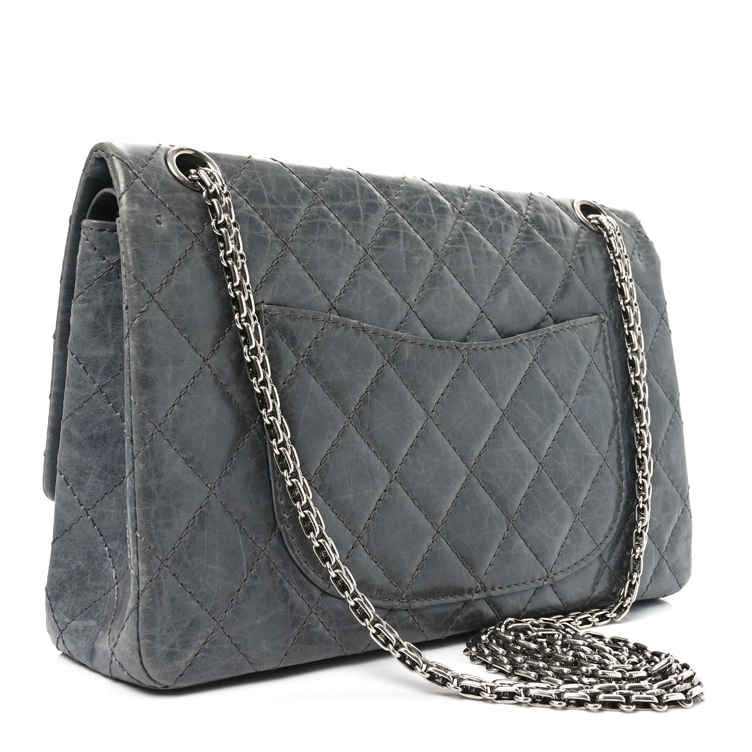 Chanel Aged Calfskin Quilted 50th Anniversary 2.55 Reissue Flap 226 Grey 3 of 10