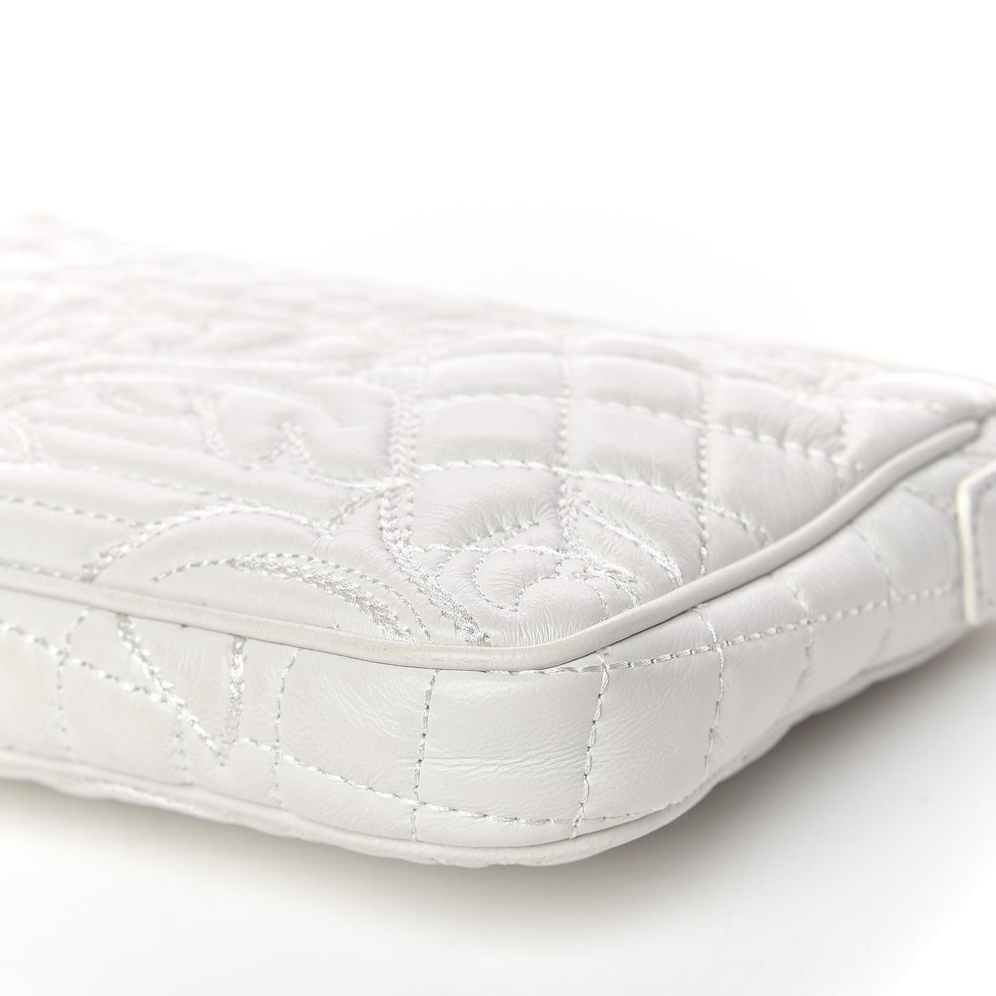 Nappa Barocco Quilted Vanitas Chain Crossbody Bag White