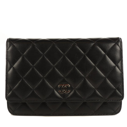 Chanel Lambskin Quilted Wallet On Chain WOC Black 1 of 9