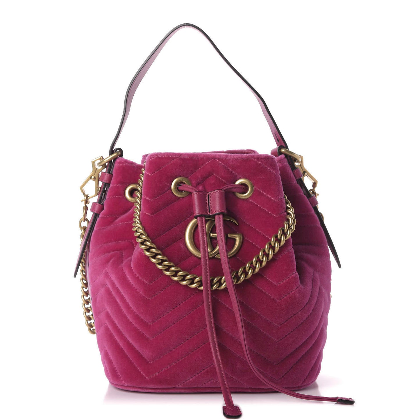 Velvet Matelasse GG Marmont Bucket Bag Light Raspberry Rose