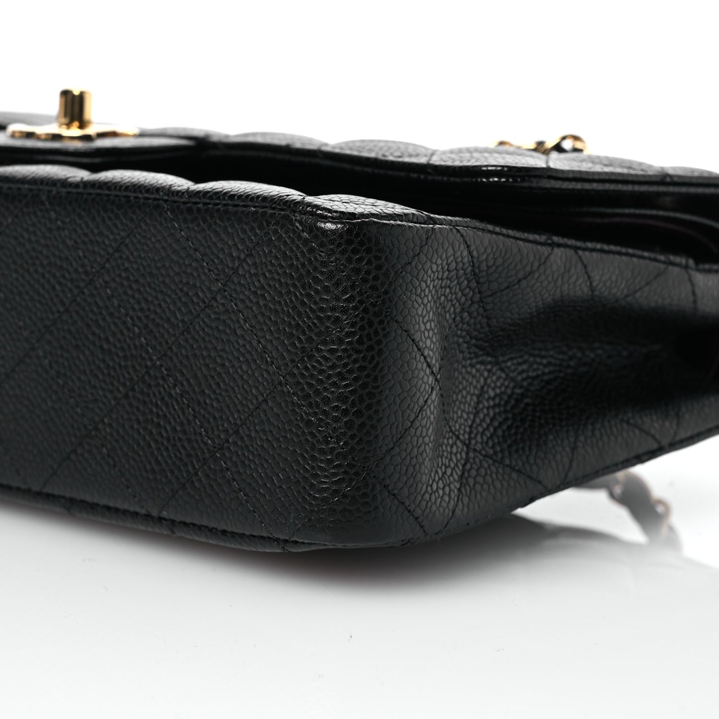 Caviar Quilted Medium Double Flap Black