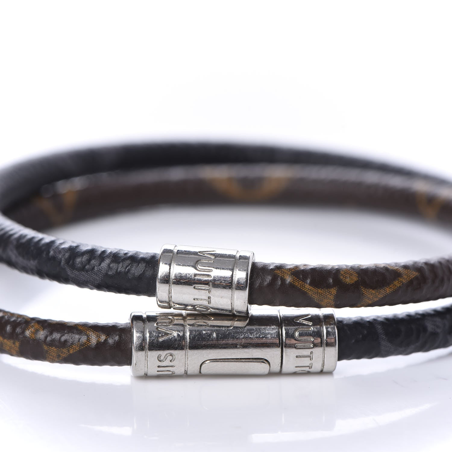 Louis Vuitton Monogram Eclipse Keep It Double Bracelet 19 6 of 7