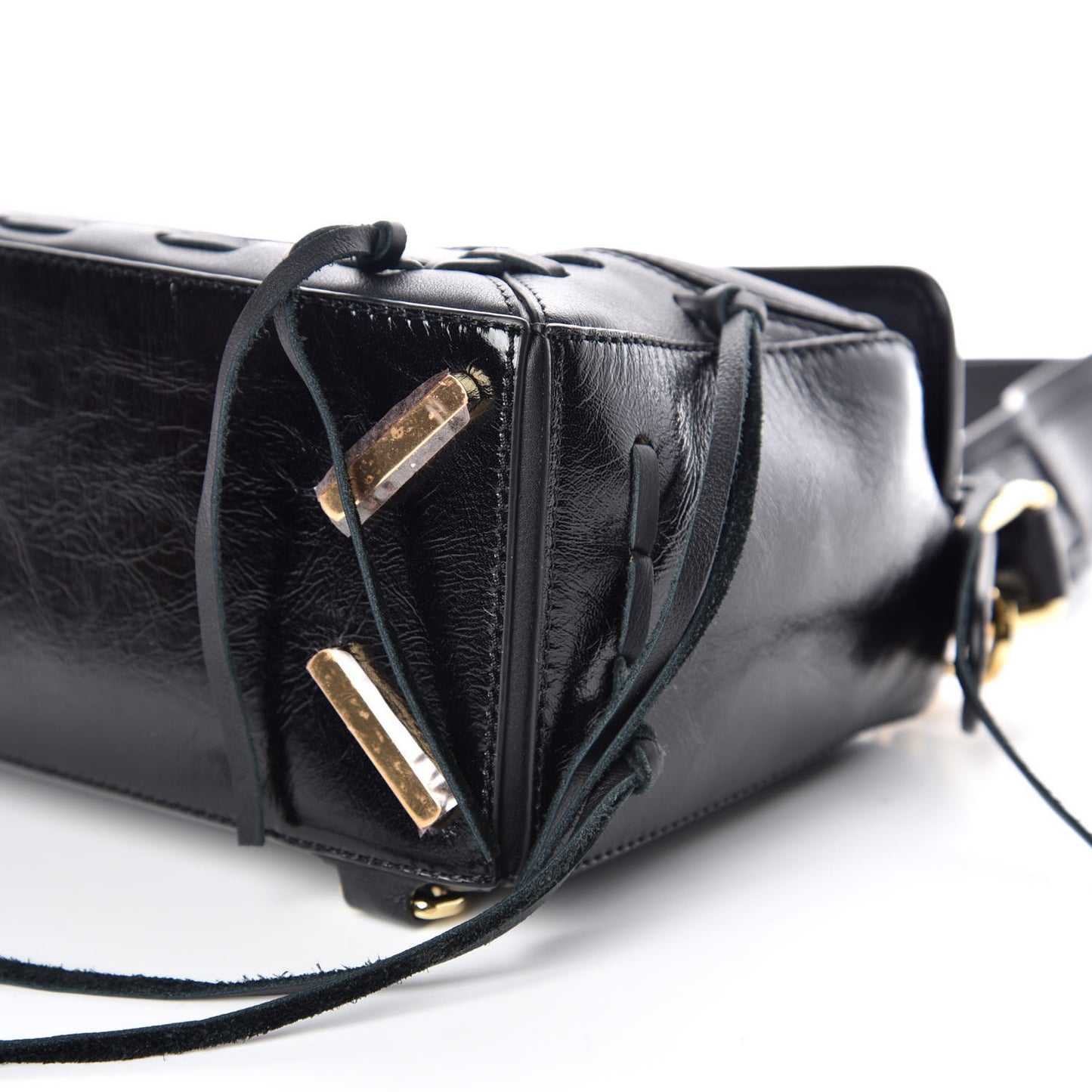 Calfskin Small Whipstitch Puzzle Bag Black