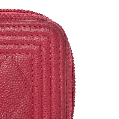 Chanel Caviar Quilted Boy Zip Around Coin Purse Wallet Fuchsia 10 of 12