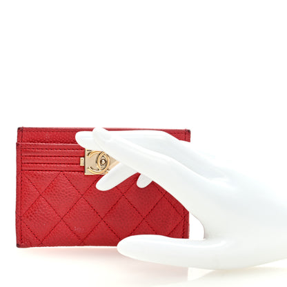Chanel Caviar Quilted Boy Card Holder Red 2 of 11