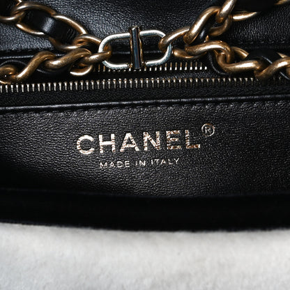 Chanel Shearling Checkered Flap Bag Black White 6 of 11