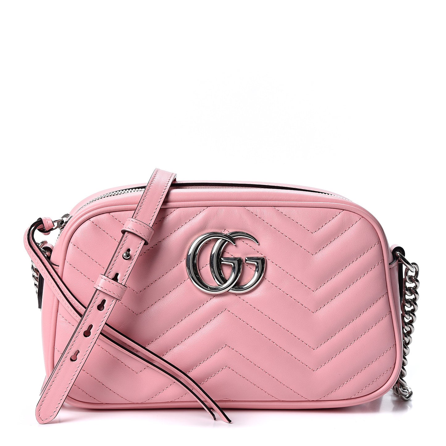 Calfskin Matelasse Small GG Marmont Chain Shoulder Bag Wild Rose