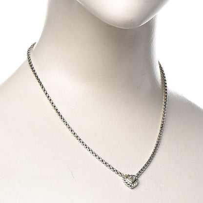 David Yurman Sterling Silver 18K Yellow Gold Diamond Pave Cable Heart Pendant Necklace 2 of 4