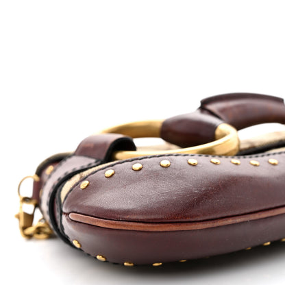 Gucci Monogram Studded Horsebit Clutch Bordeaux 9 of 17