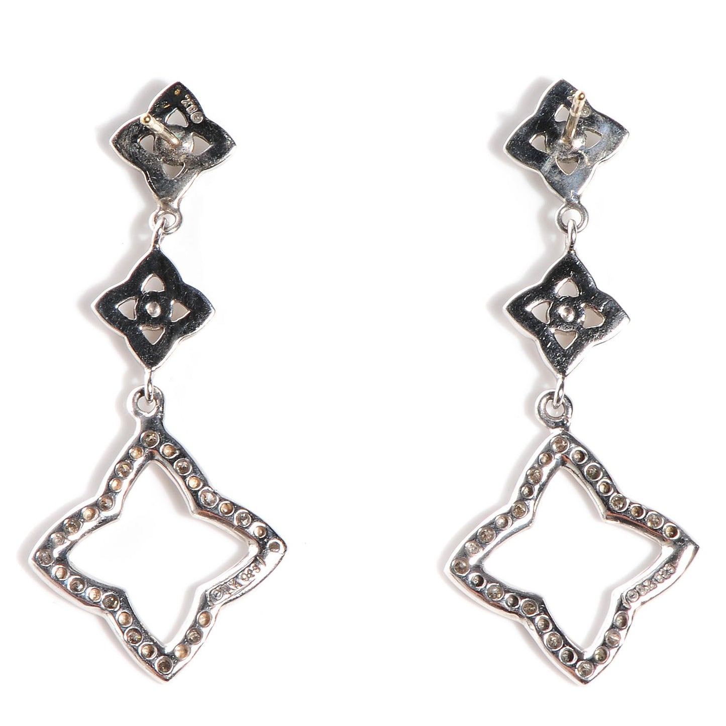 Sterling Silver Diamond Quatrefoil Drop Earrings