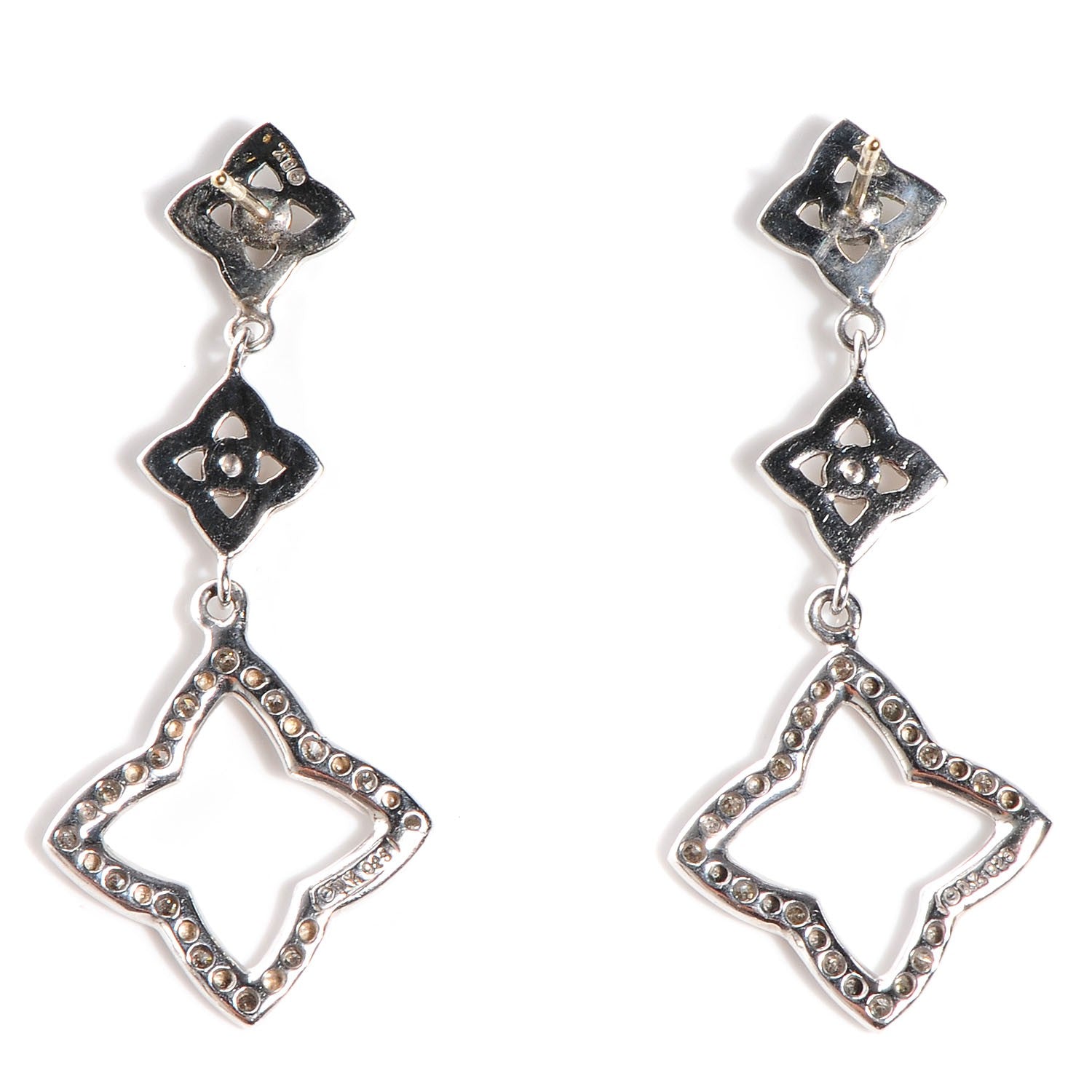David Yurman Sterling Silver Diamond Quatrefoil Drop Earrings 3 of 3