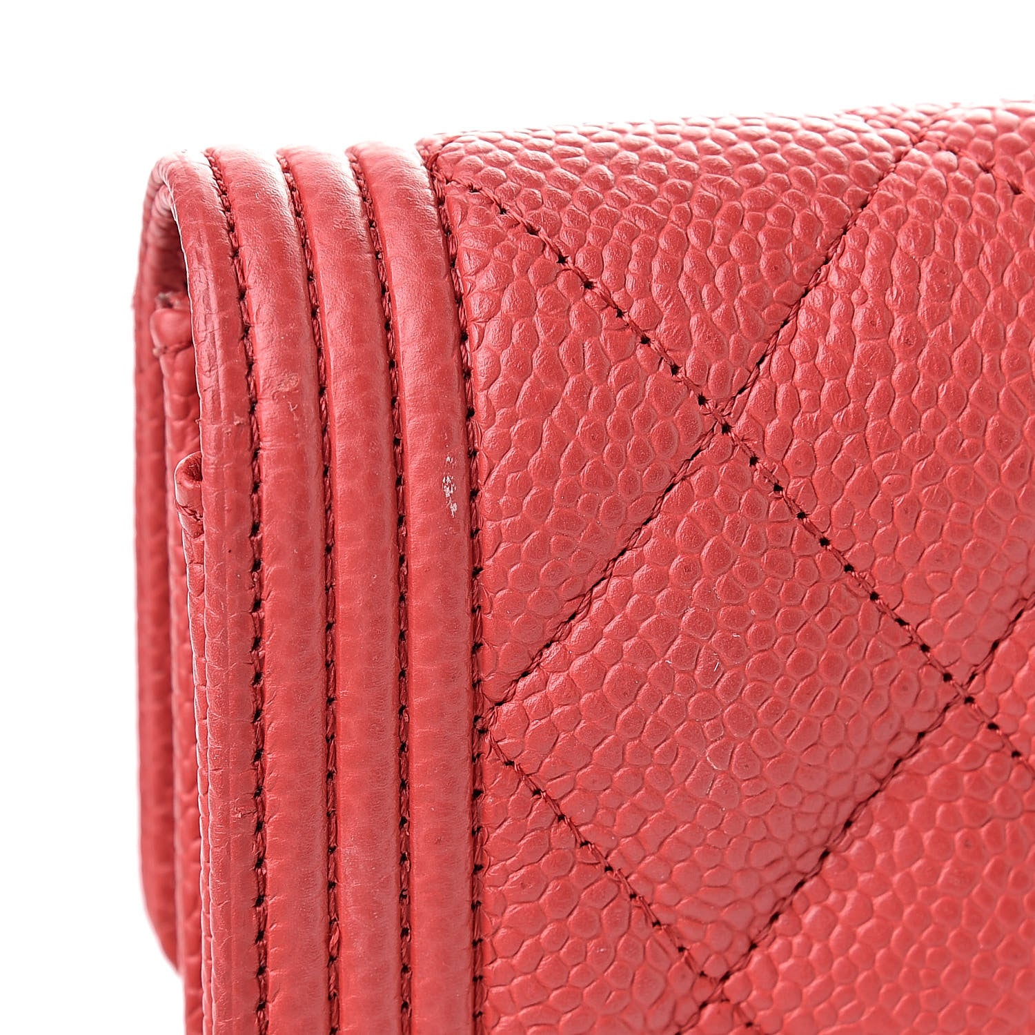 Chanel Caviar Quilted Large Boy Gusset Flap Wallet Red 9 of 9