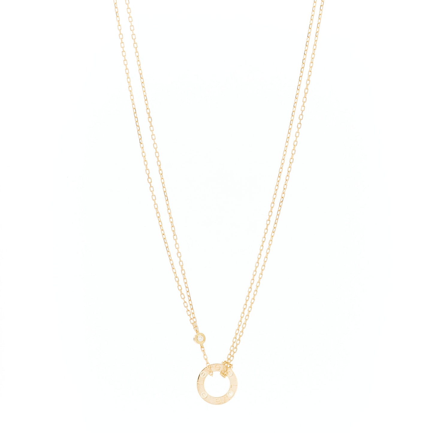 18K Yellow Gold 2 Diamond LOVE Necklace