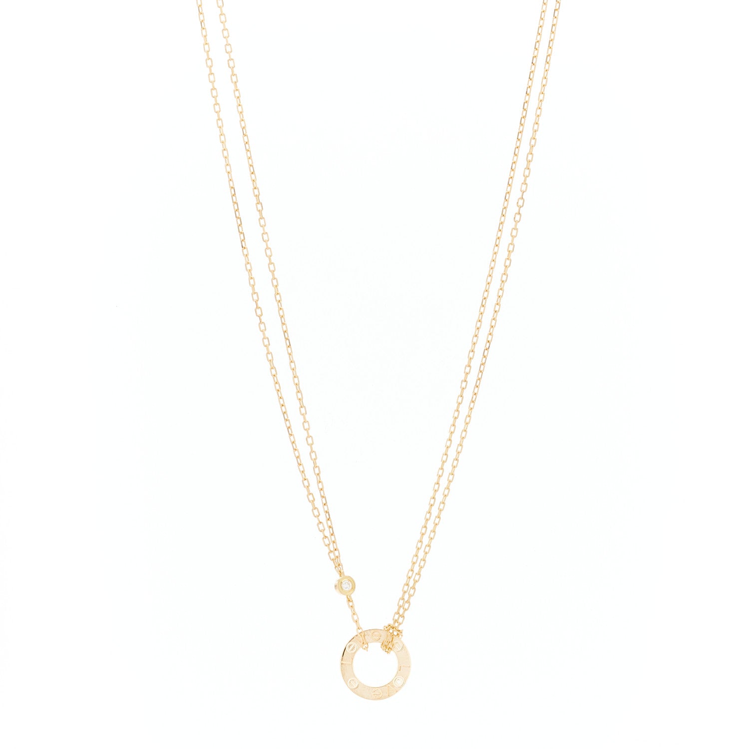 Cartier 18K Yellow Gold 2 Diamond LOVE Necklace 1 of 7