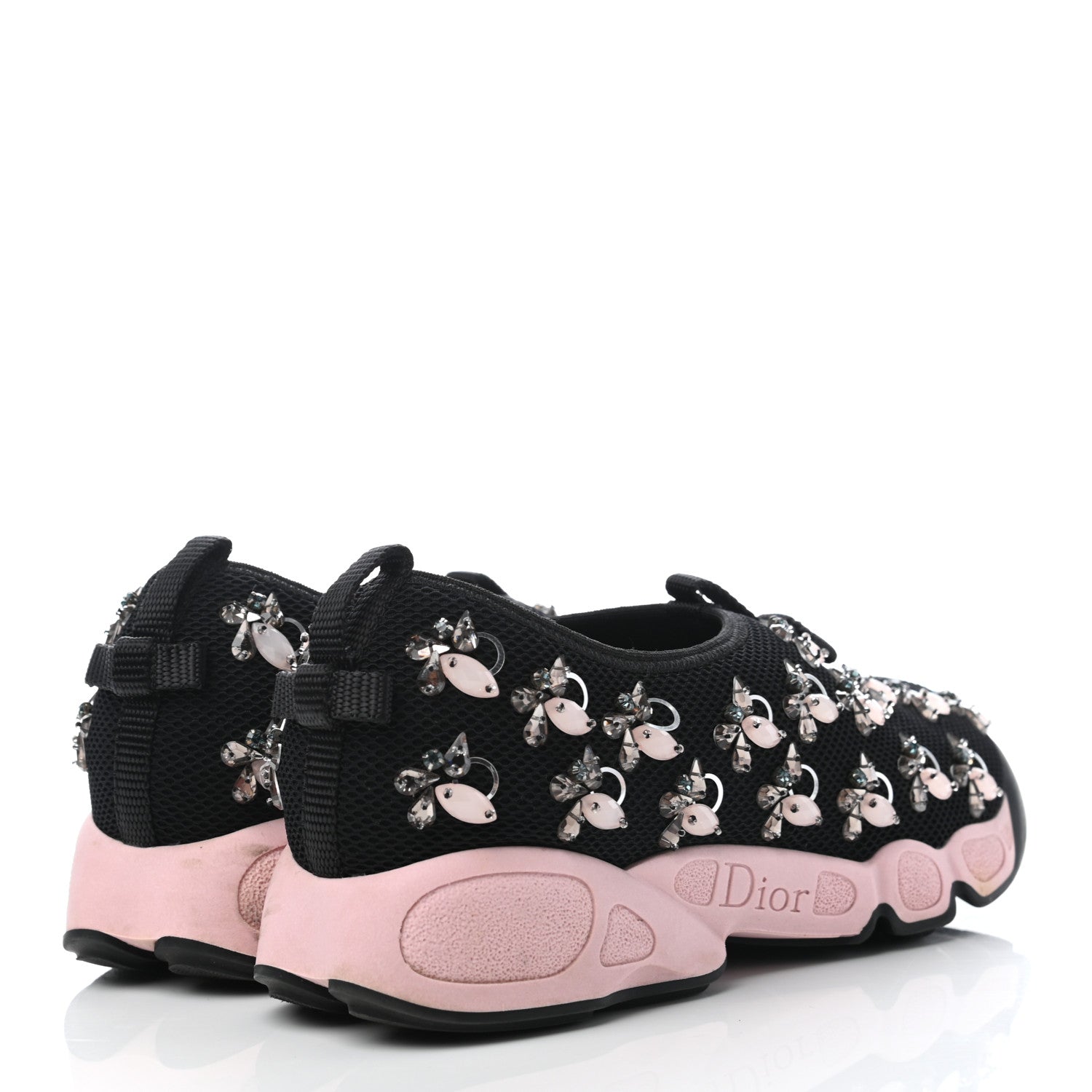 Christian Dior Technical Canvas Embellished Dior Fusion Sneakers 37.5 Black Pink 4 of 7