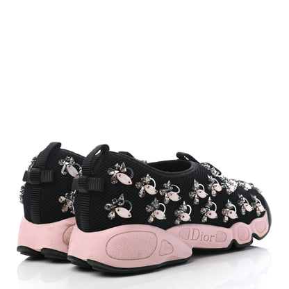 Christian Dior Technical Canvas Embellished Dior Fusion Sneakers 37.5 Black Pink 4 of 7