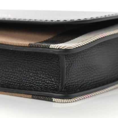 Burberry Grained Calfskin House Check Tartan Mix Hampshire Wallet On Chain Black 10 of 10
