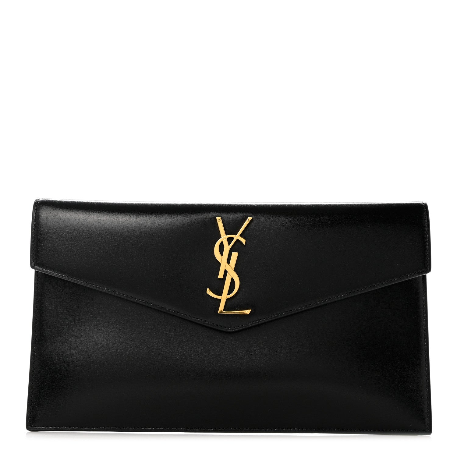 Saint Laurent Smooth Shiny Calfskin Monogram Uptown Pouch Black 1 of 7