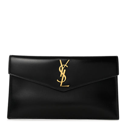 Saint Laurent Smooth Shiny Calfskin Monogram Uptown Pouch Black 1 of 7